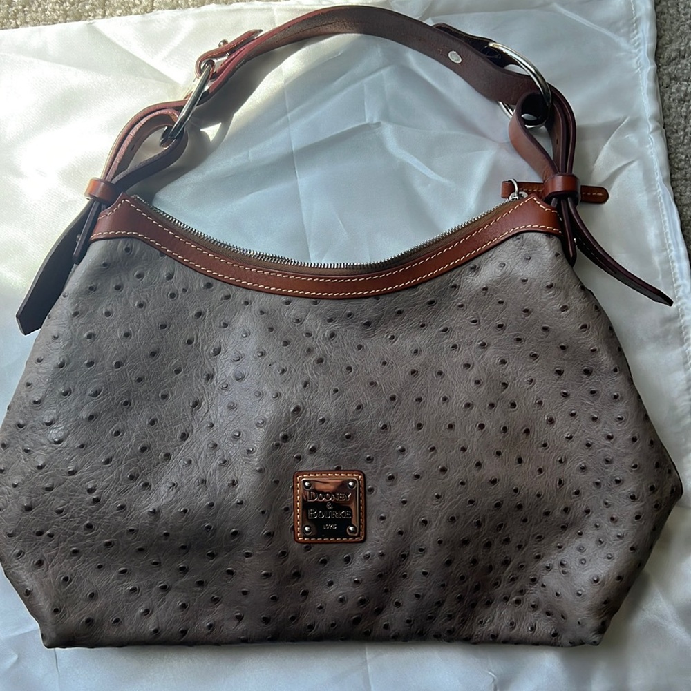 Dooney & Bourke Ostrich light taupe hobo bag